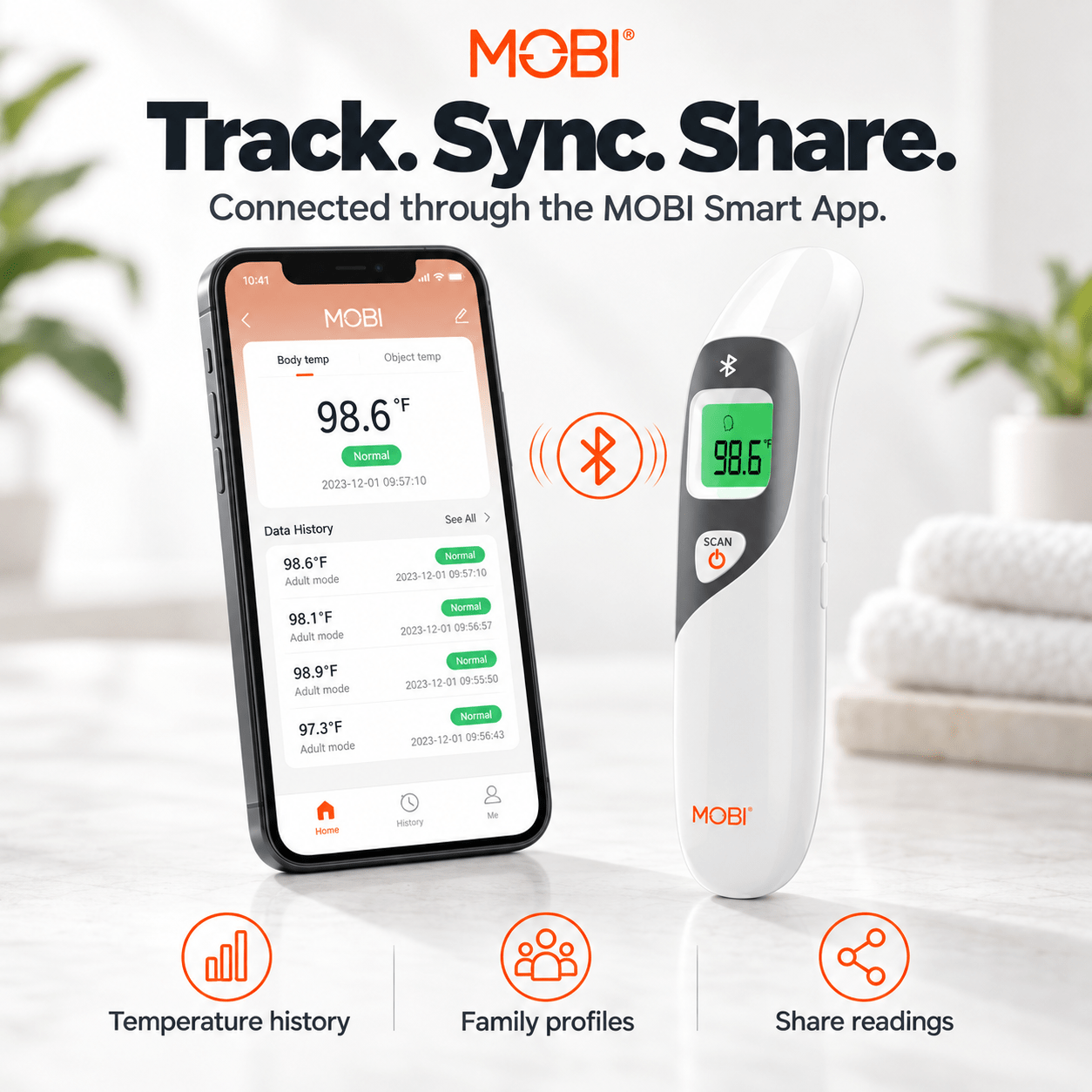 MOBI DualScan Ear & Forehead Bluetooth Digital Thermometer - MOBI USA