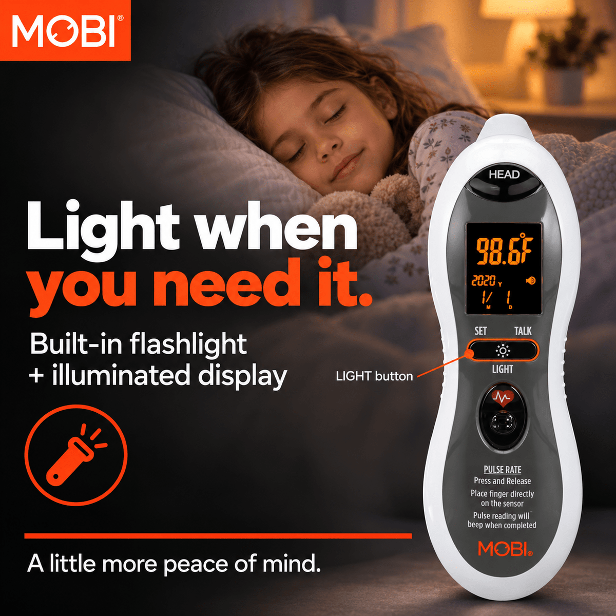 MOBI DualScan Ultra Pulse Ear & Forehead Talking Thermometer + Pulse Rate Monitor - MOBI USA