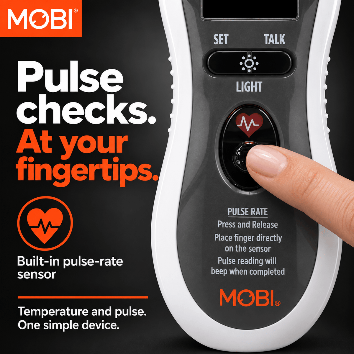 MOBI DualScan Ultra Pulse Ear & Forehead Talking Thermometer + Pulse Rate Monitor - MOBI USA