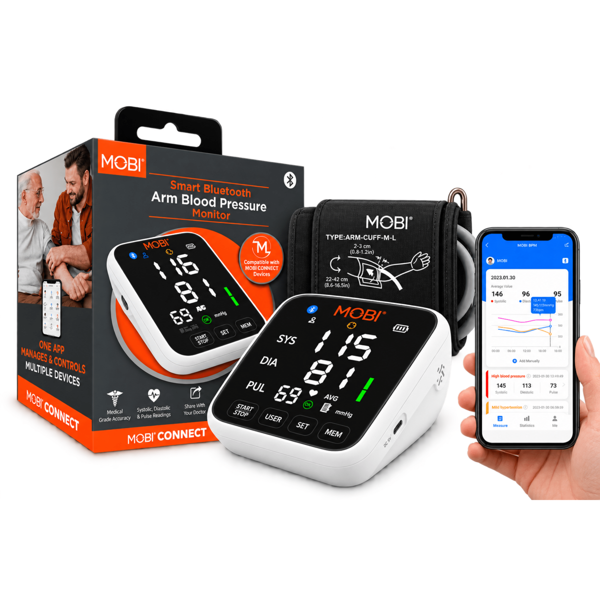 MOBI Smart Bluetooth Arm Blood Pressure Monitor - MOBI USA