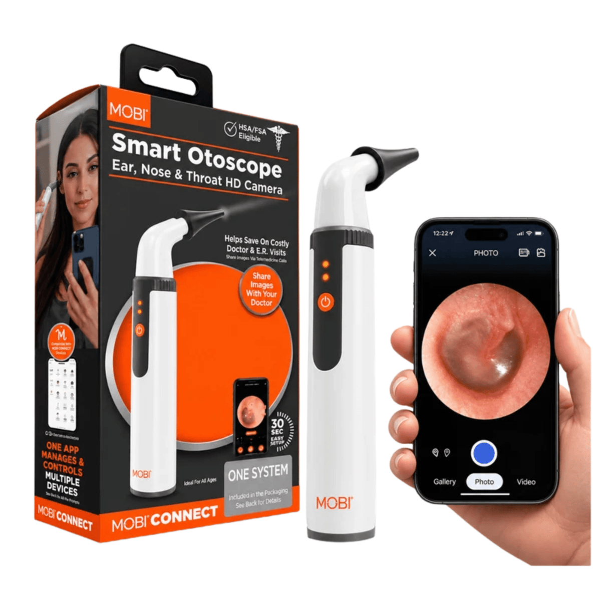 MOBI Smart EarCam Otoscope – 1080P HD with LED & Gyroscope - MOBI USA