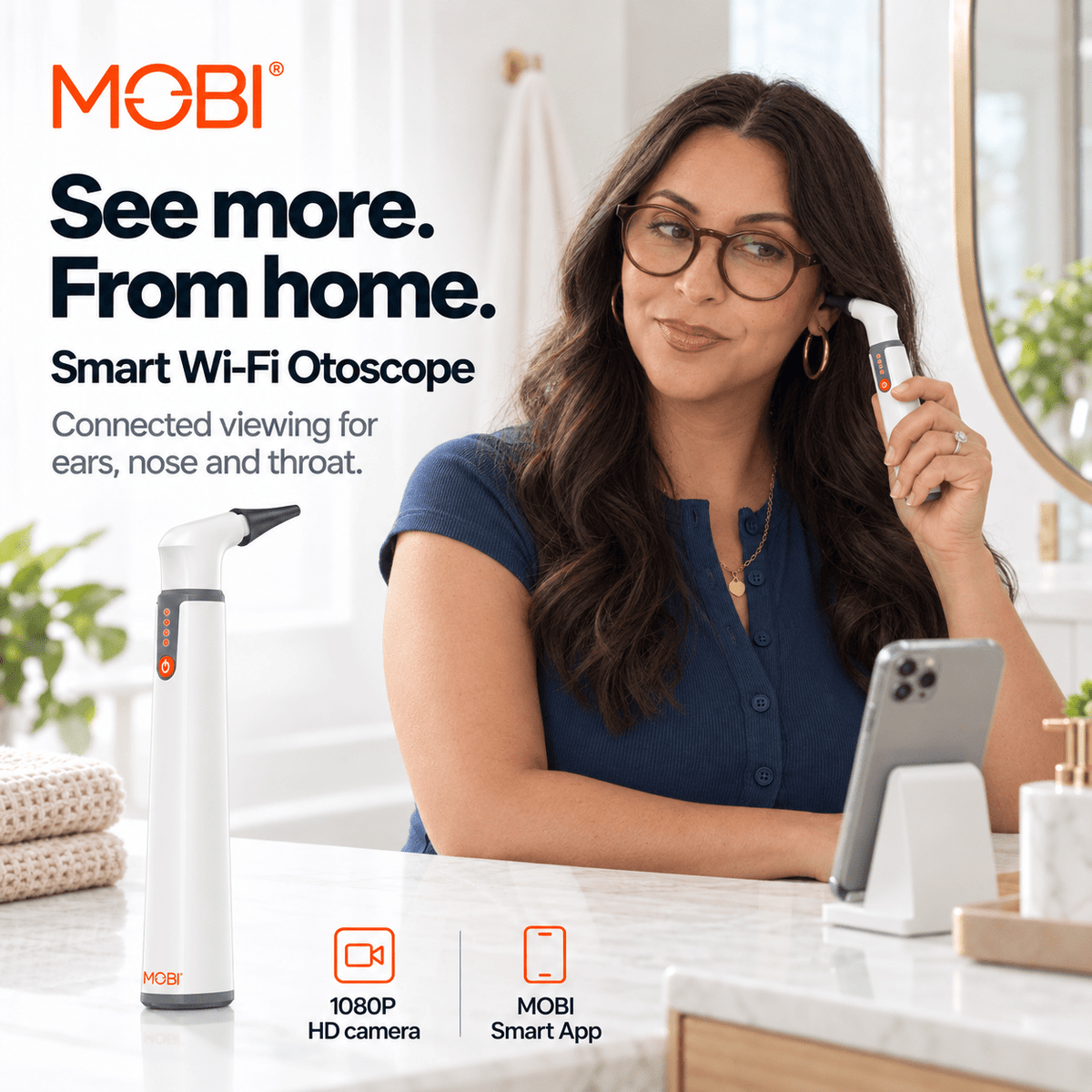 MOBI Smart EarCam Otoscope – 1080P HD with LED & Gyroscope - MOBI USA