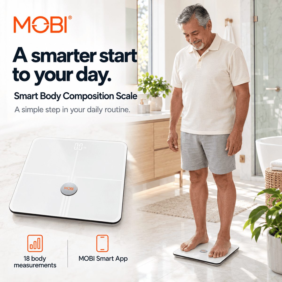 MOBI Smart Wi-Fi Scale BMI Total Body Composition 18 Total Body Measurements - MOBI USA